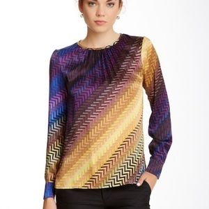 Trina Turk Phoenix Silk Chevron blouse